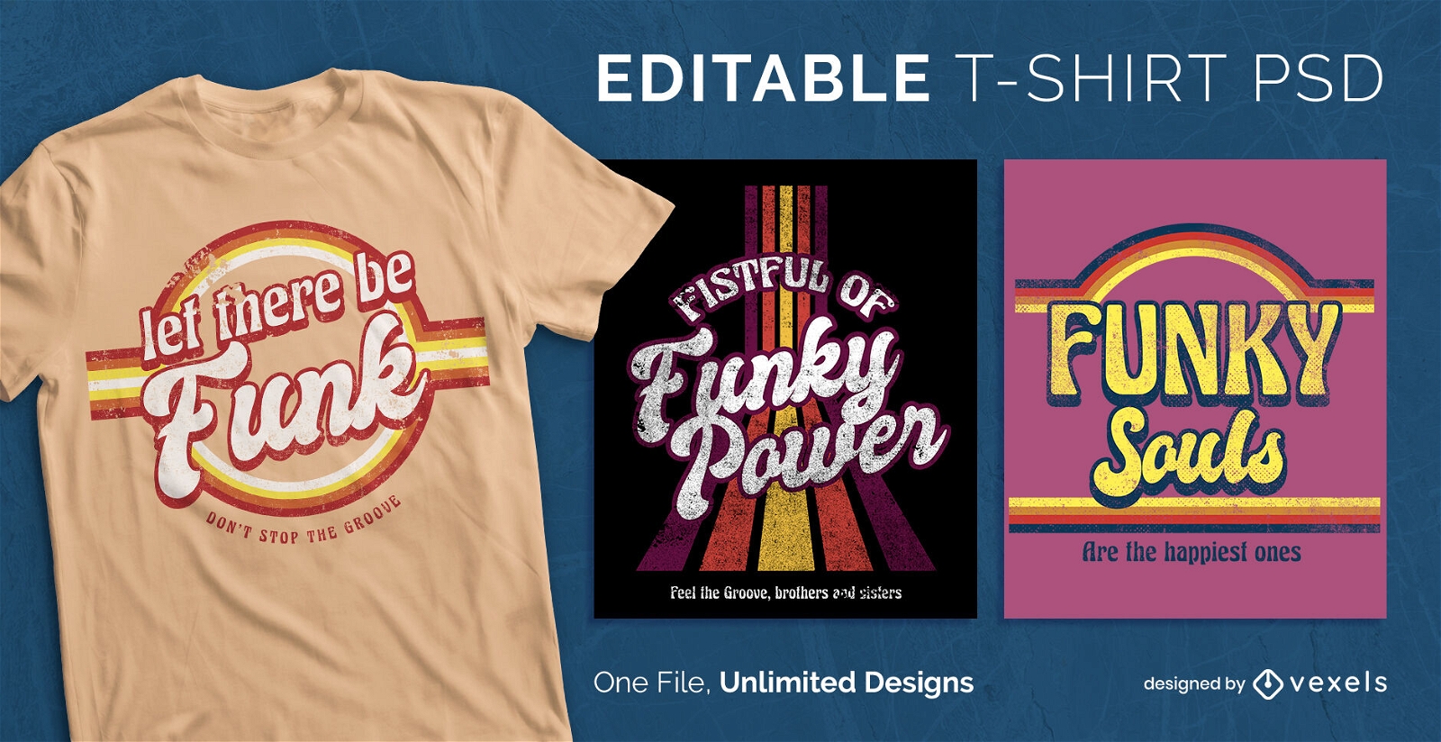 60s retro funky scalable t-shirt psd