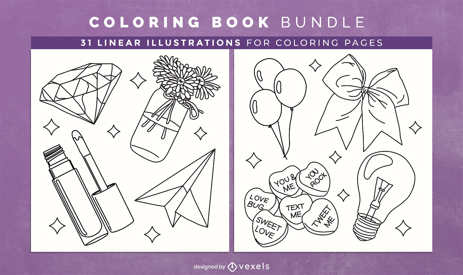 Multiple objects Coloring Book Design Pages