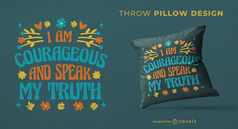 Courageous quote throw pillow design