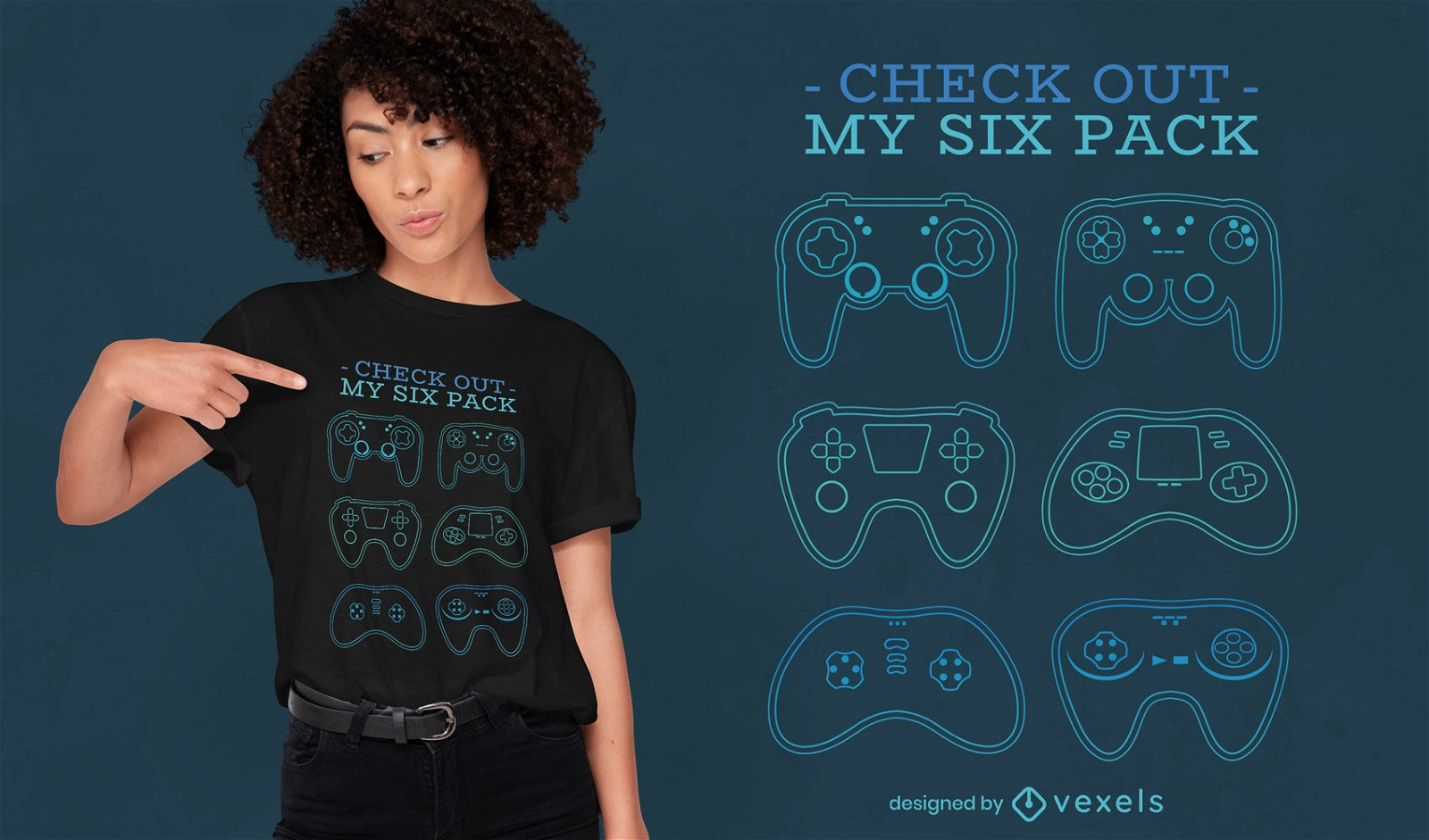 Dise?o de camiseta de hobby de controladores de videojuegos.