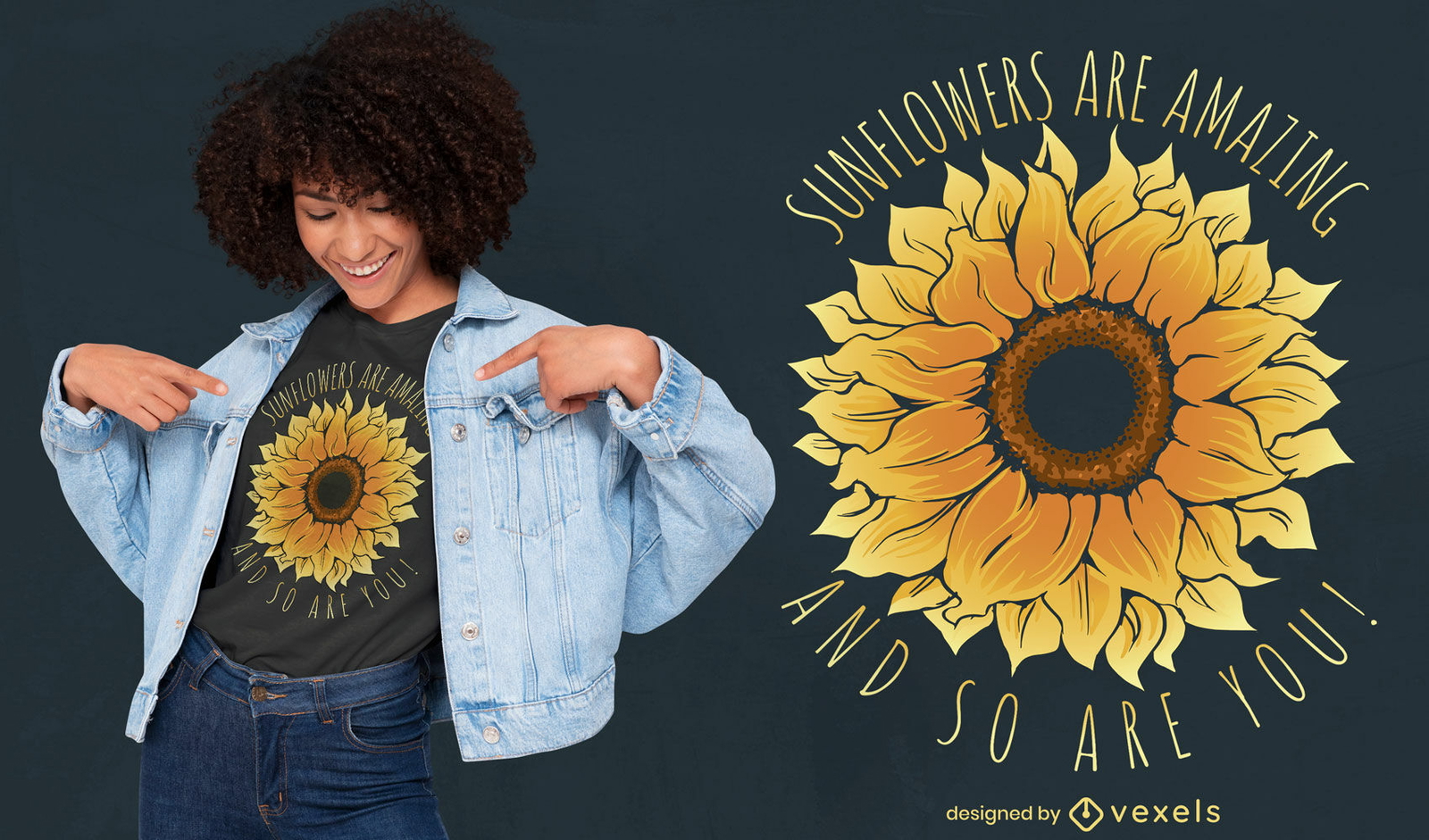 Diseño de camiseta de cita de amor de naturaleza de girasol