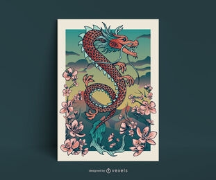Diseño de cartel de dragón chino.