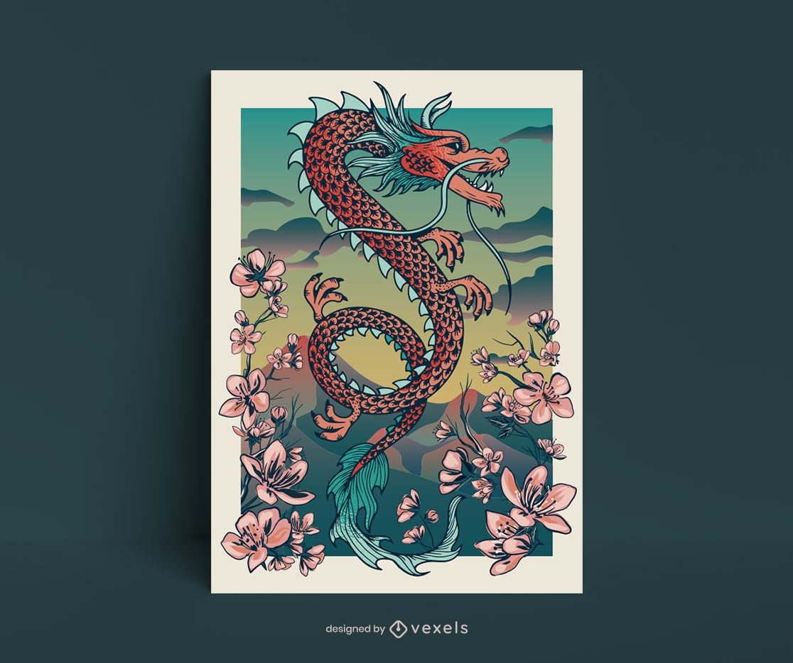 Chinesisches Drachenplakatdesign