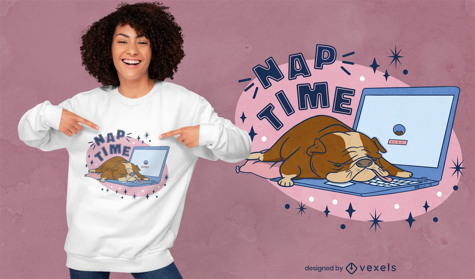 Nap time bulldog t-shirt design