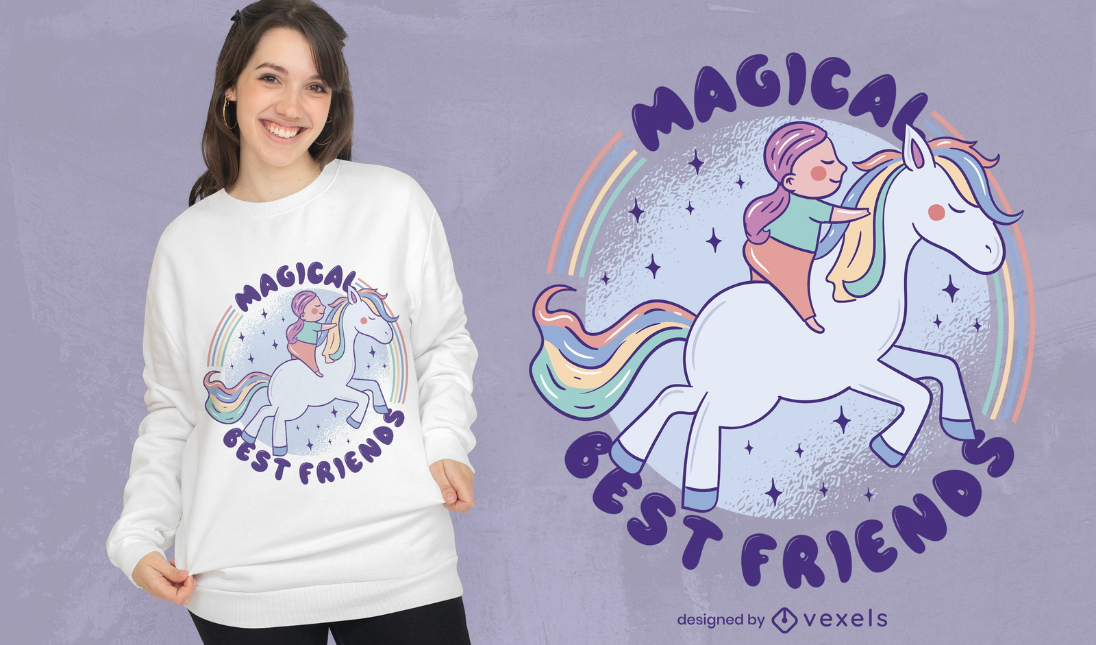 Design de t-shirt de citação de melhor amiga de menina e pônei