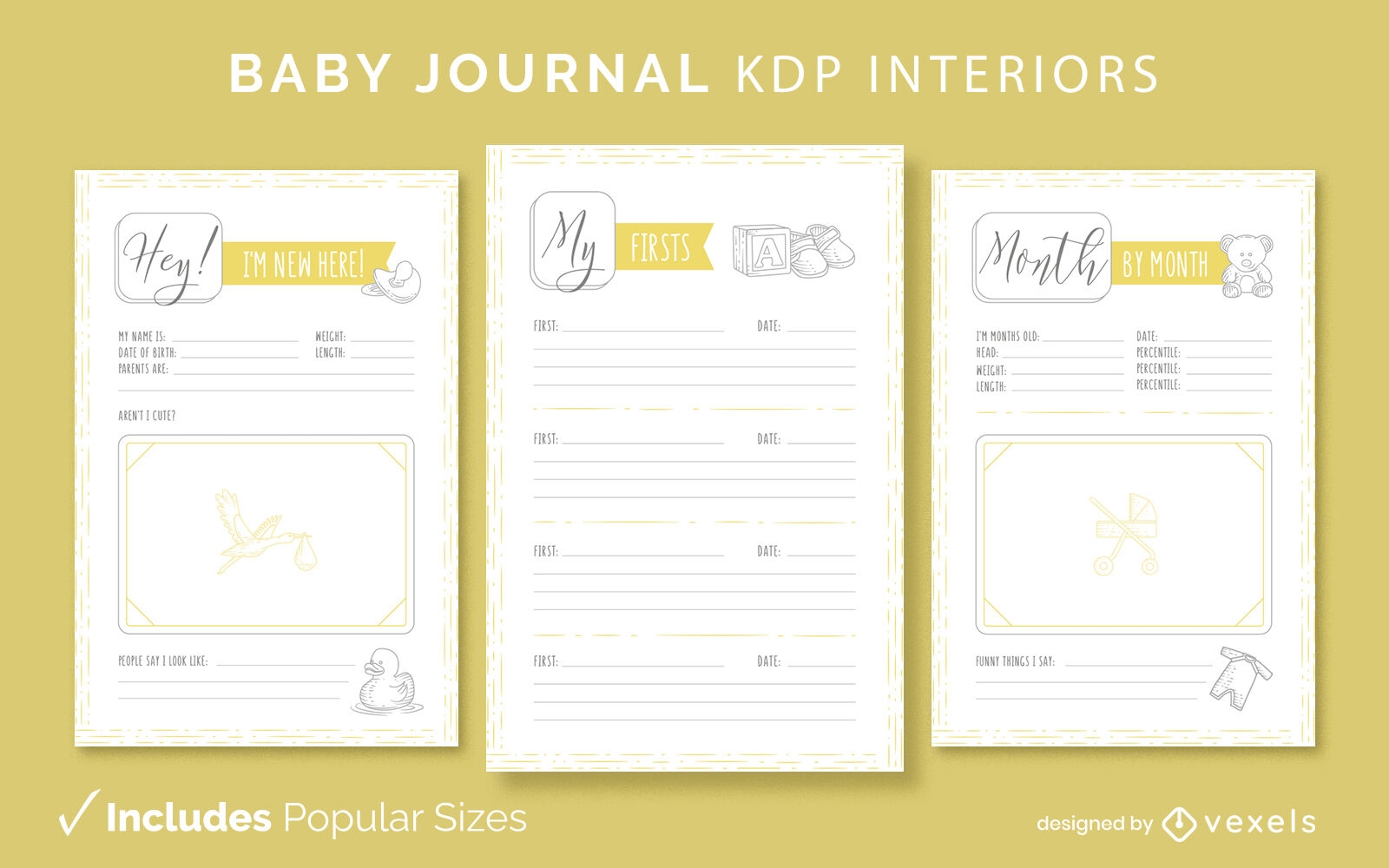 Design de modelo de interior KDP de diário de bebê