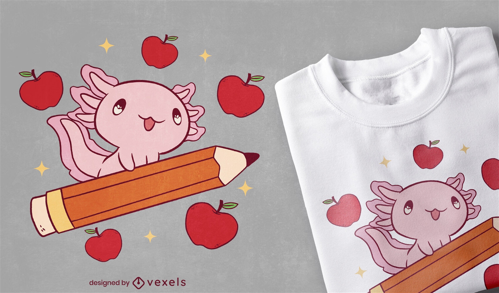 Axolotl de bebê no design de t-shirt de lápis