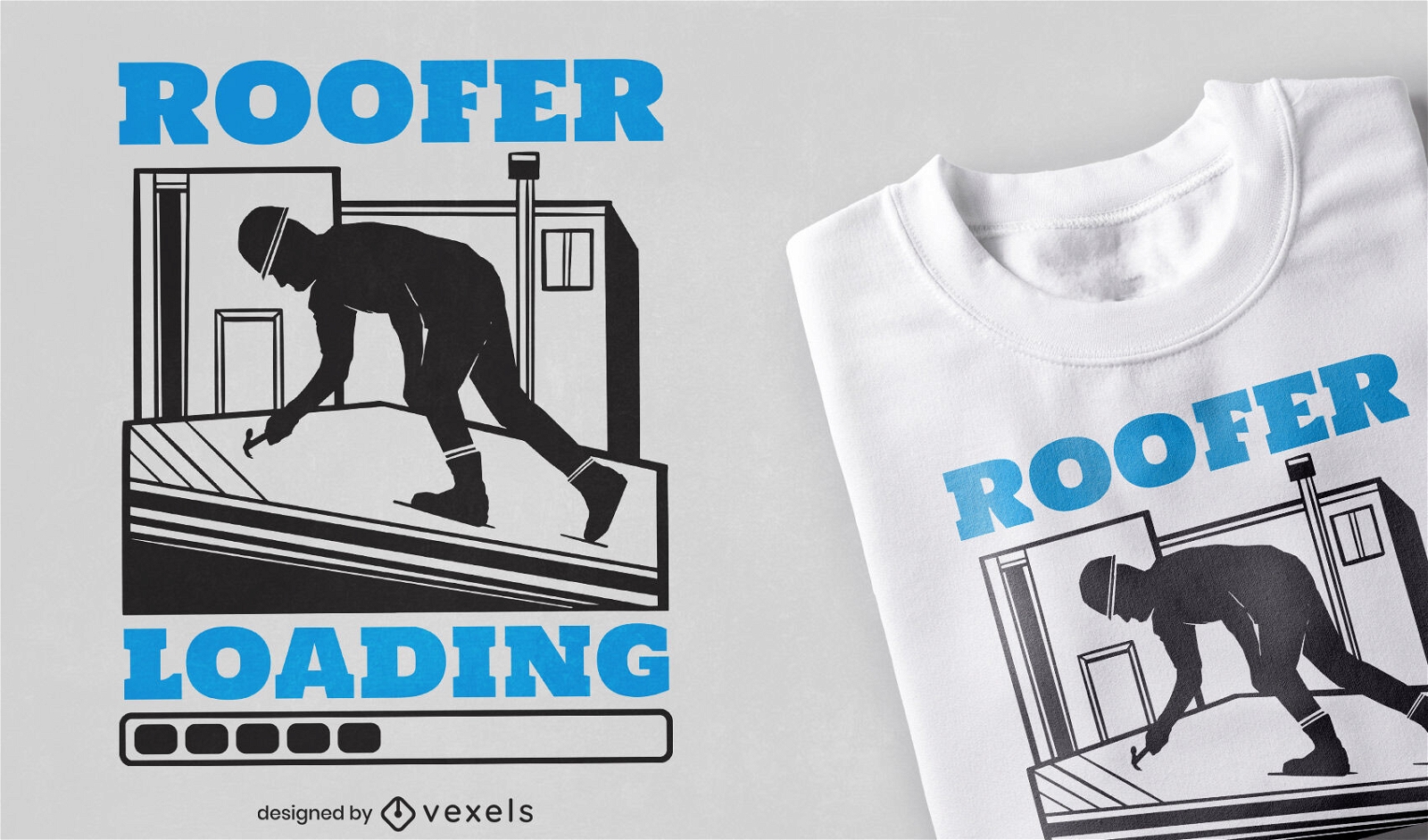 Construction worker on roof t-shirt design