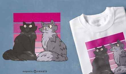 Gatos en diseño de camiseta de fondo degradado