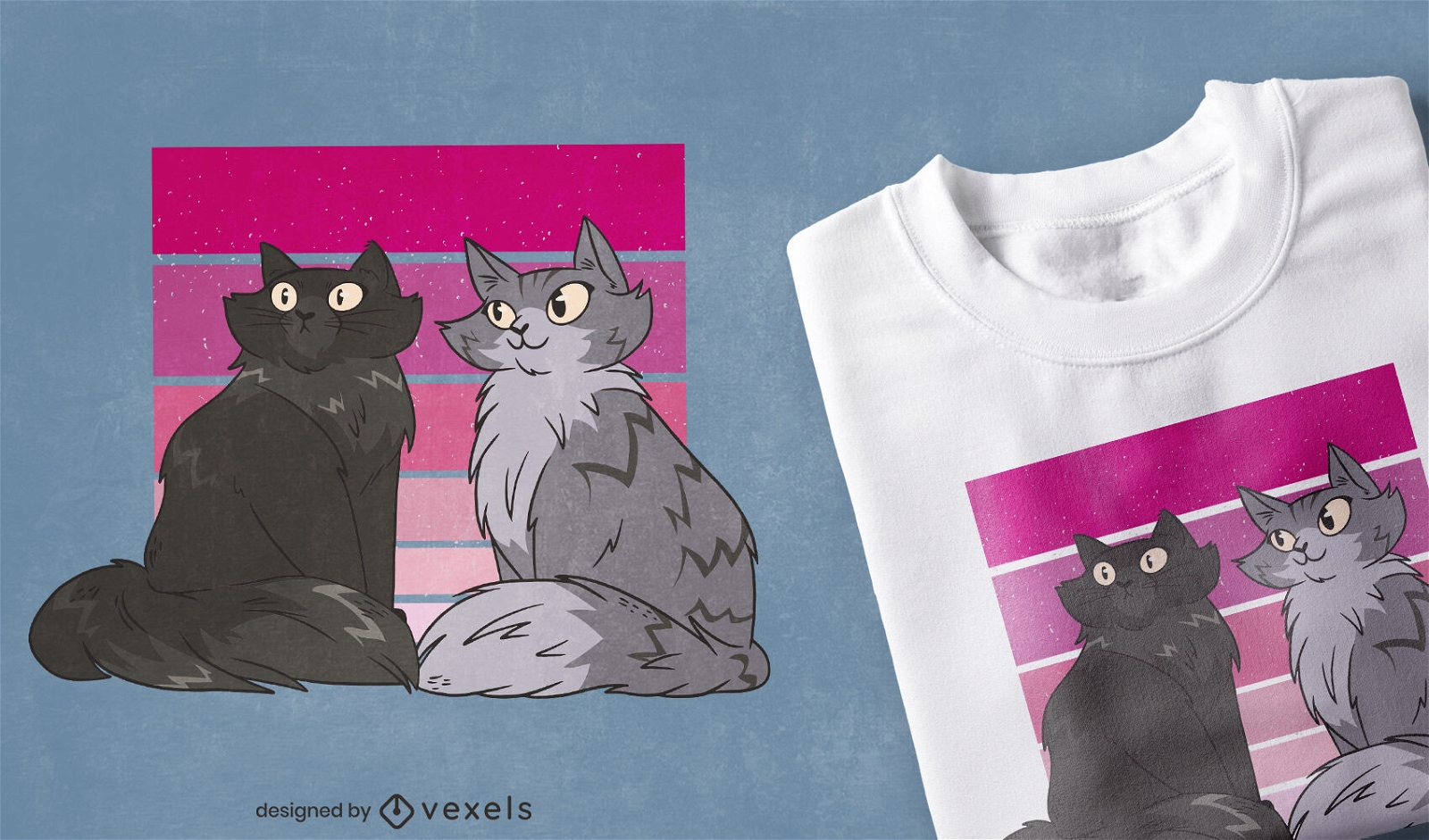 Gatos em design de camiseta de fundo gradiente