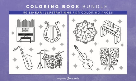 Instrumentos geométricos Páginas de desenho de livro para colorir