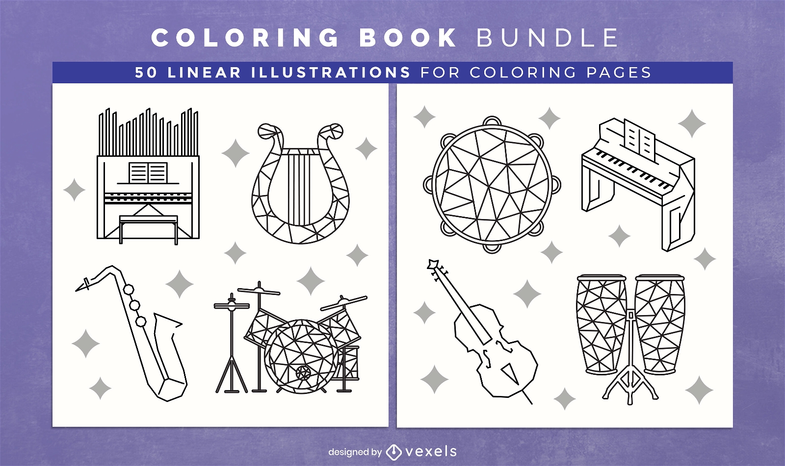 Geometrische Instrumente Coloring Book Design Pages