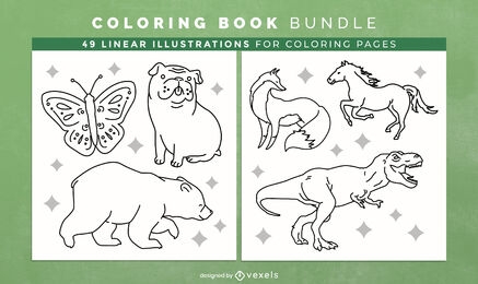 Design de páginas de livro para colorir de animais