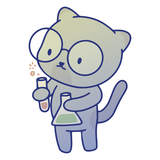 Lindo personaje de gato científico Diseño PNG