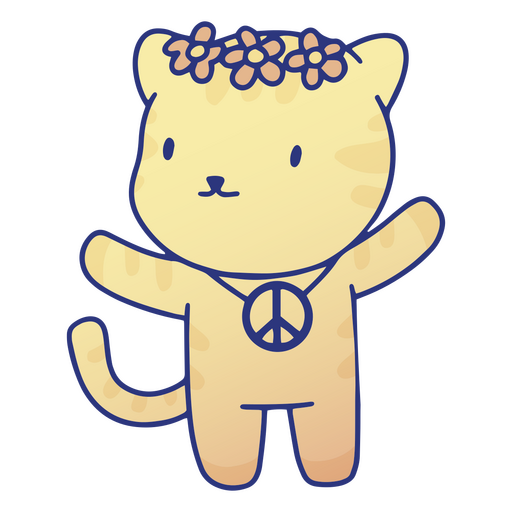 Personagem de gato hippie Desenho PNG