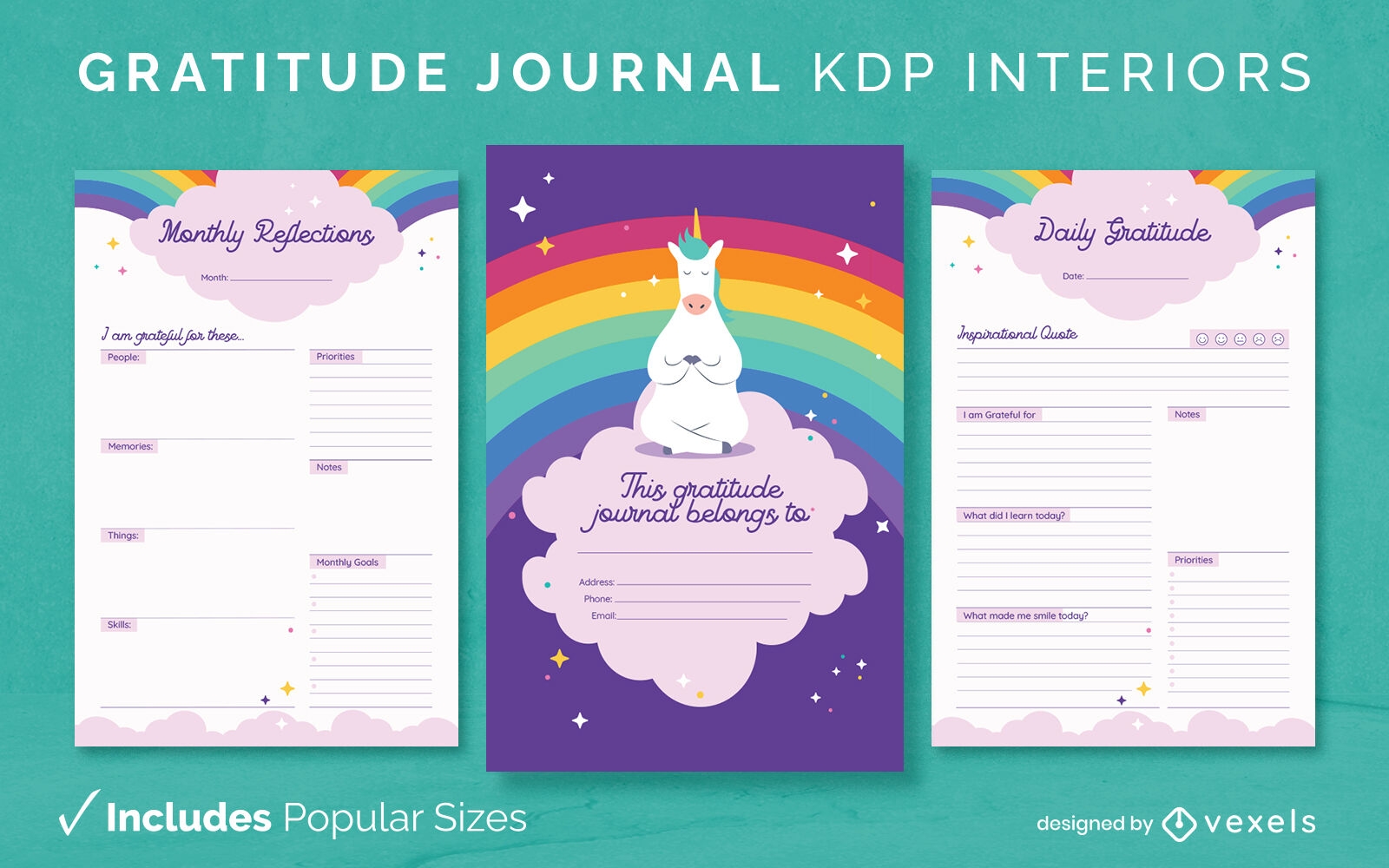 Design de modelo de interior KDP do diário de gratidão