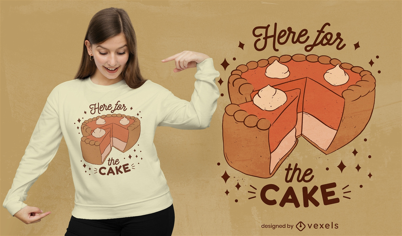 Design de camiseta com citação de bolo