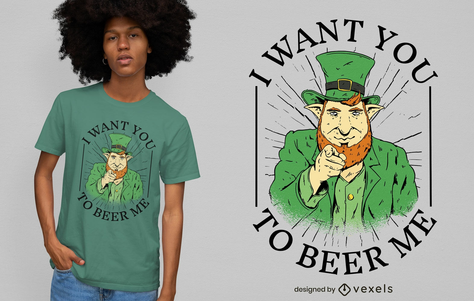 Diseño de camiseta de cita de cerveza de duende irlandés