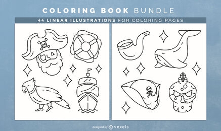 Desenho de páginas de livro para colorir de piratas