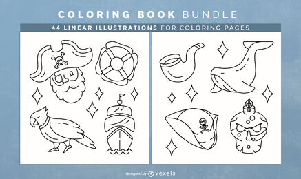 Pirates coloring book pages design