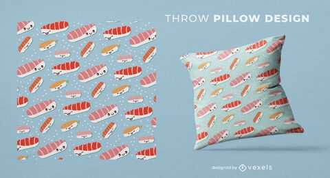Diseño de almohada de tiro con patrón de sushi.