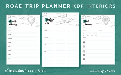 Planejador de viagem por estrada kdp design de interiores