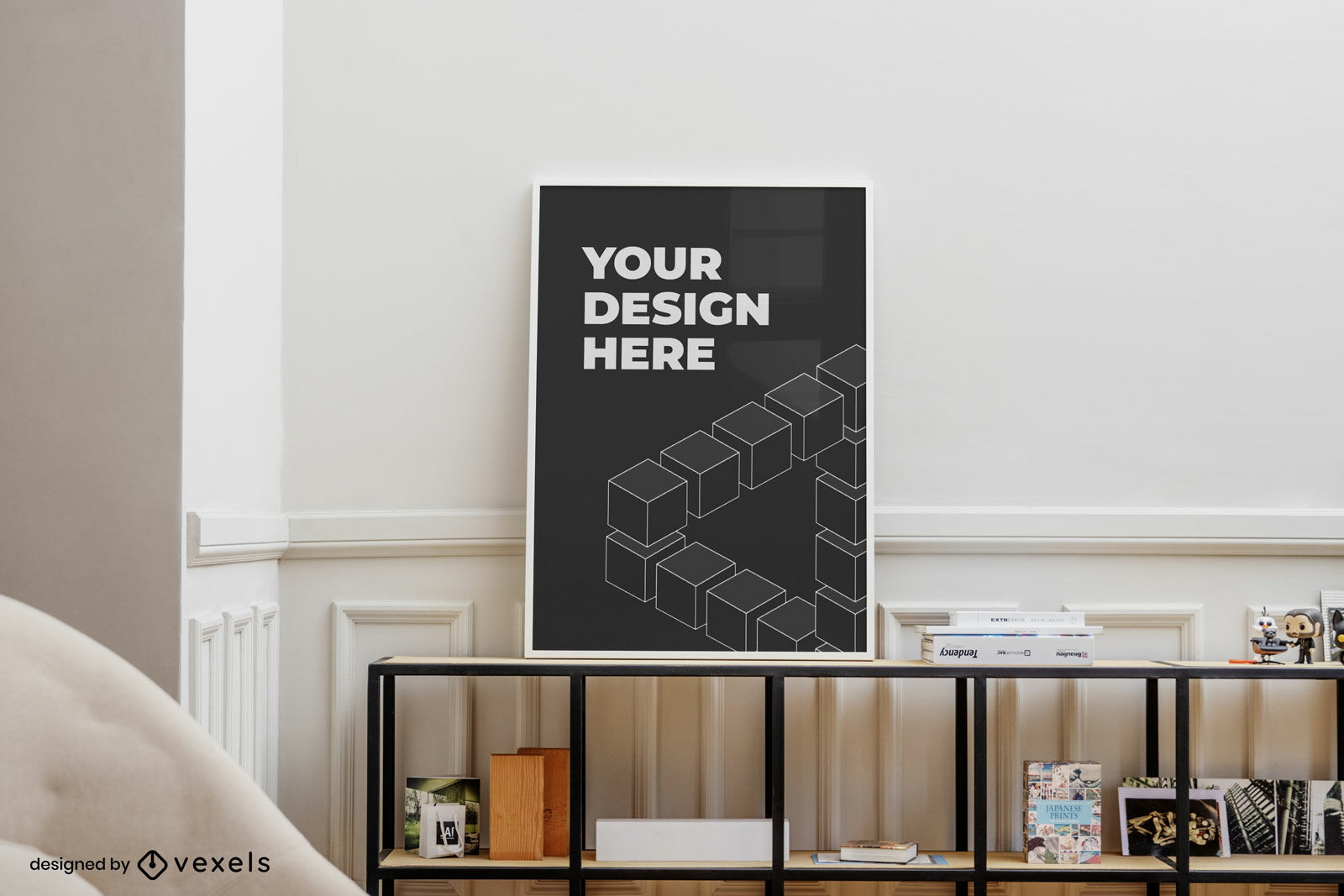 Cube shelf frame mockup design