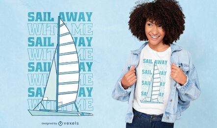 Diseño de camiseta de navegar lejos