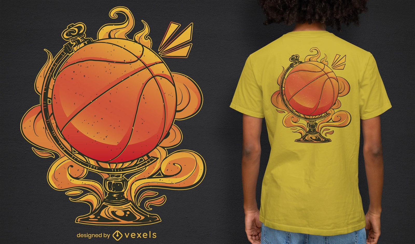 Dise?o de camiseta de globo deportivo de baloncesto.