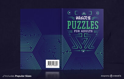 Maze puzzles for adults book cover design