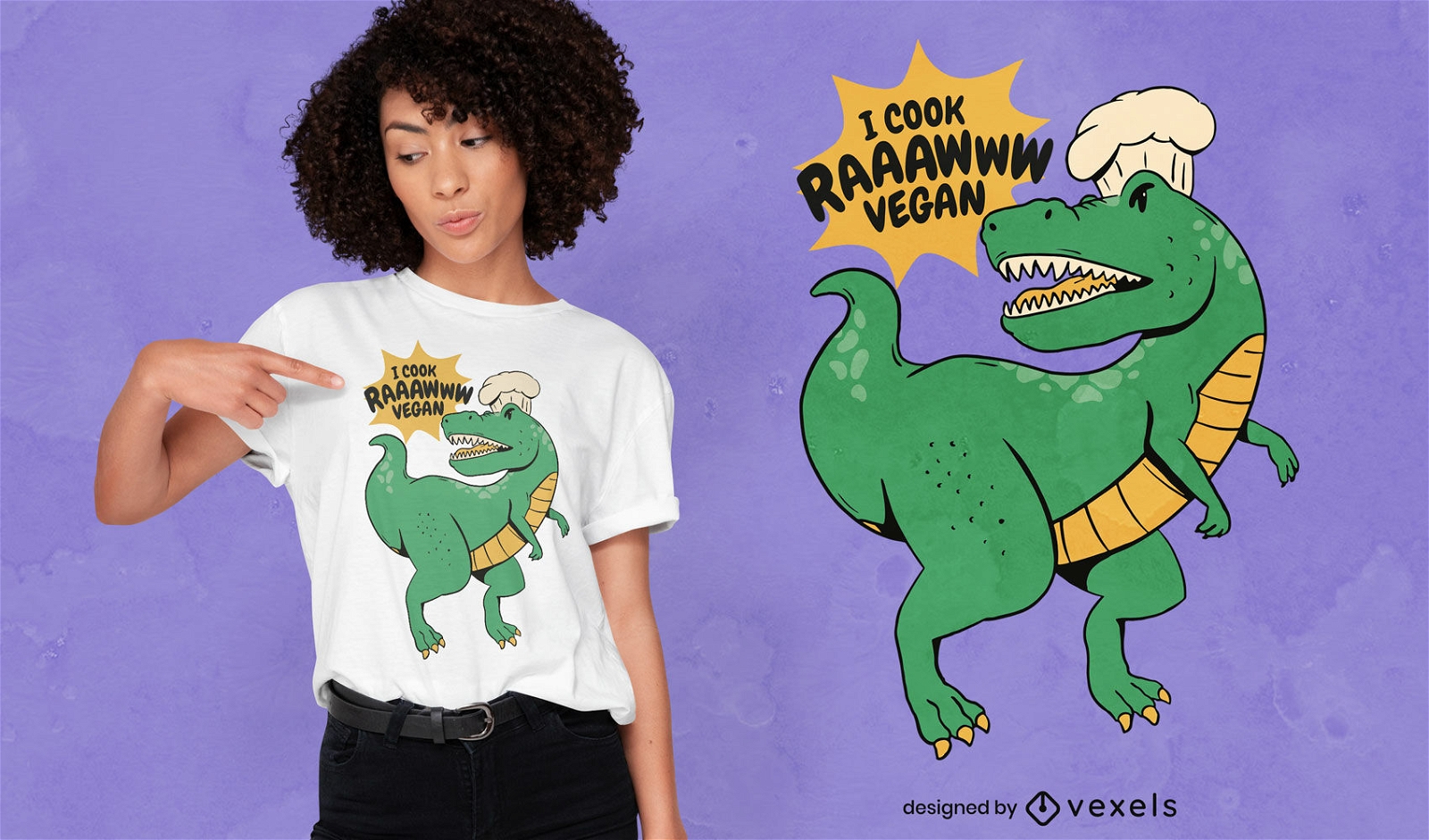 Design de camiseta de cozinheiro de animais de dinossauro T-rex