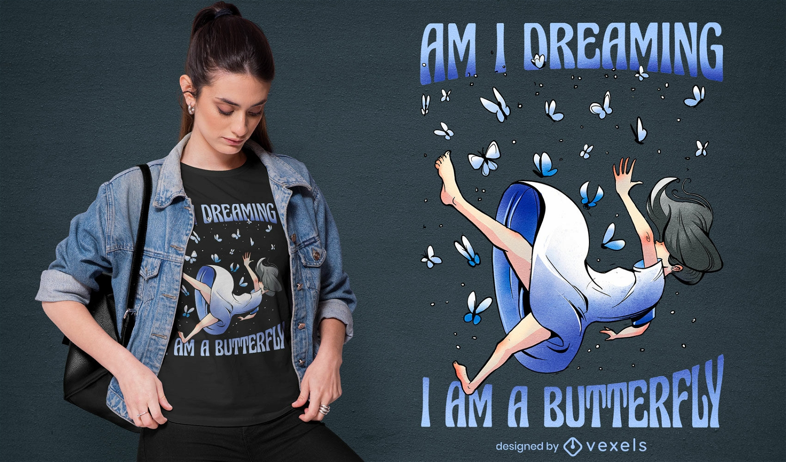 Diseño de camiseta de mariposa soñando