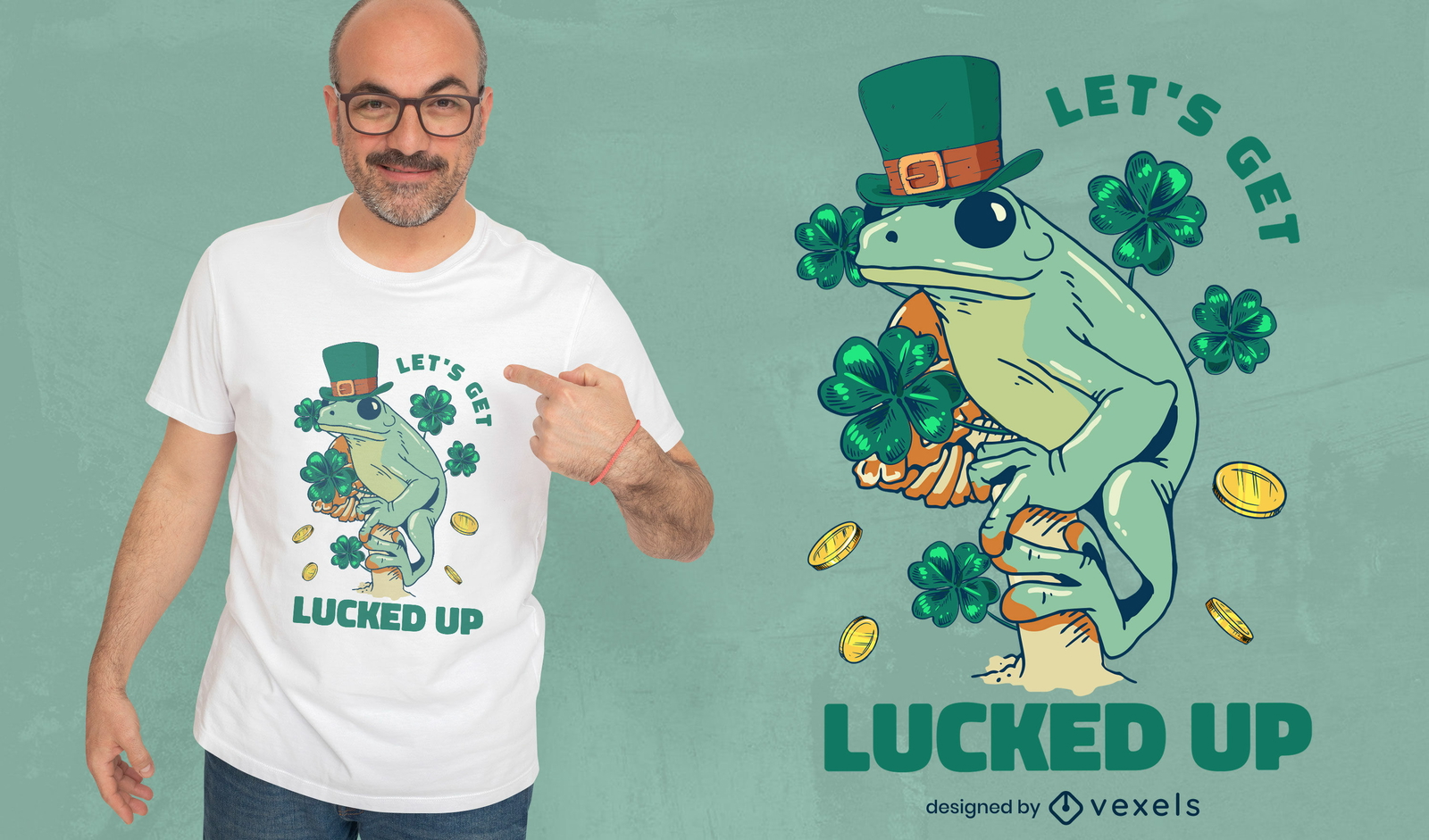 Diseño de camiseta de rana navideña de san patricio