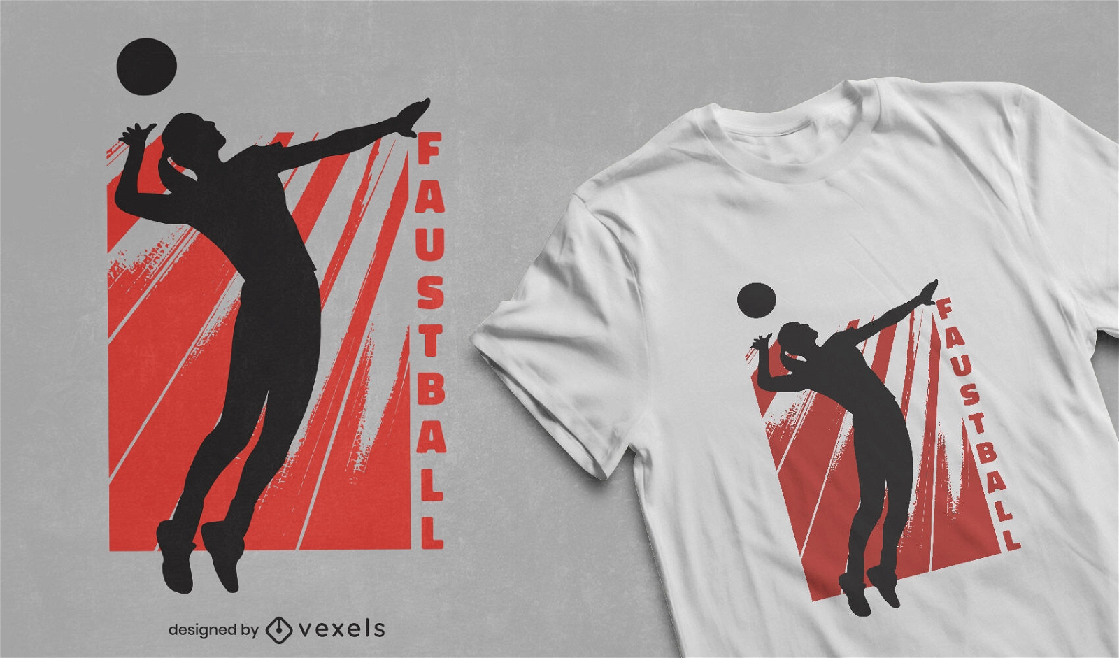 Frau, die Faustballsport-T-Shirt-Design spielt