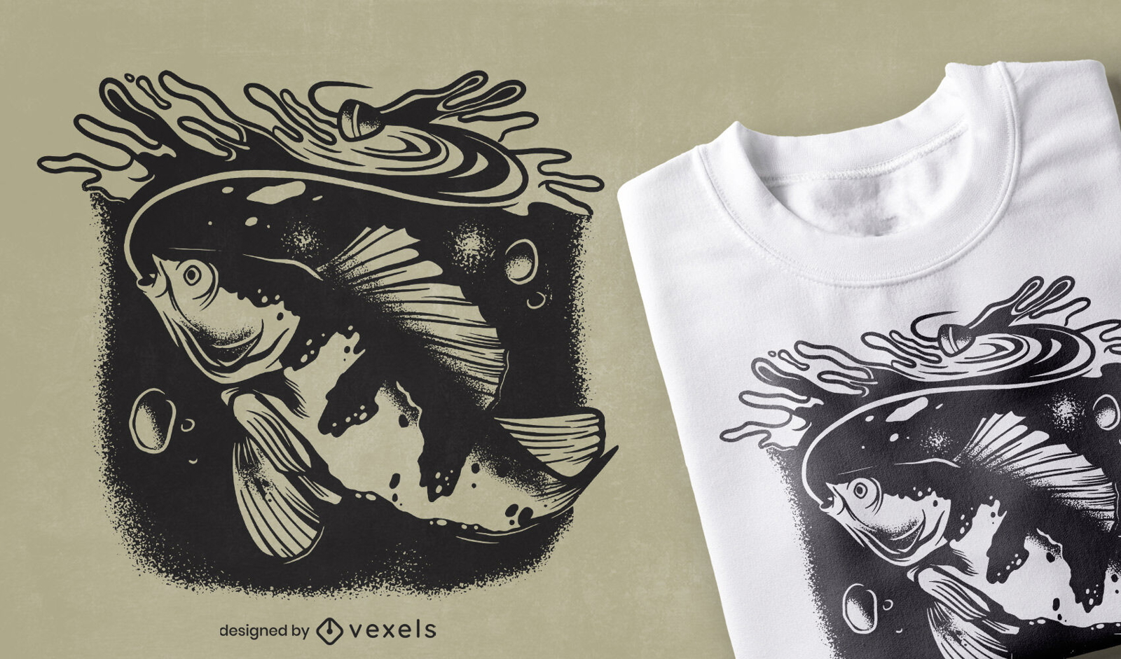 Diseño de camiseta de animales submarinos de peces.