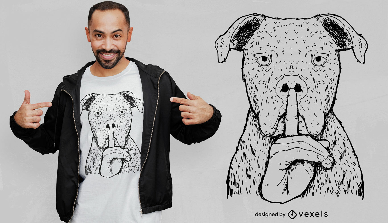 Design de camiseta de cachorro de silêncio