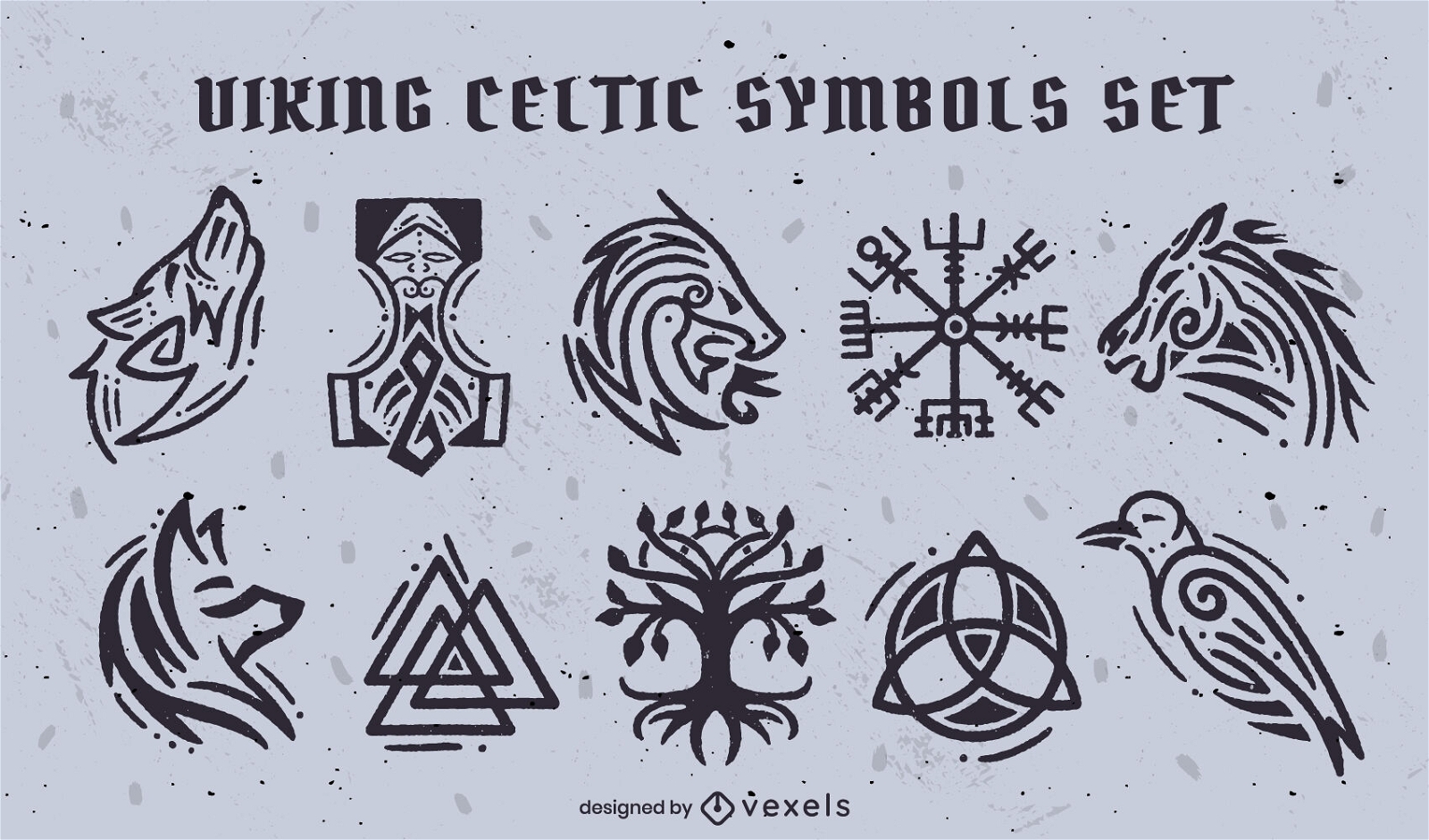 Viking celtic symbols set