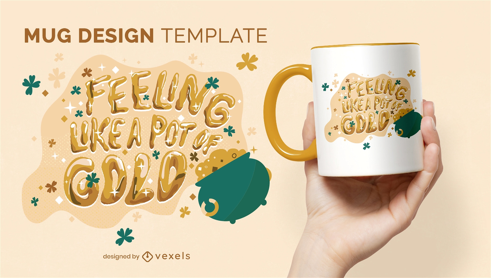 St Patricks gold mug design