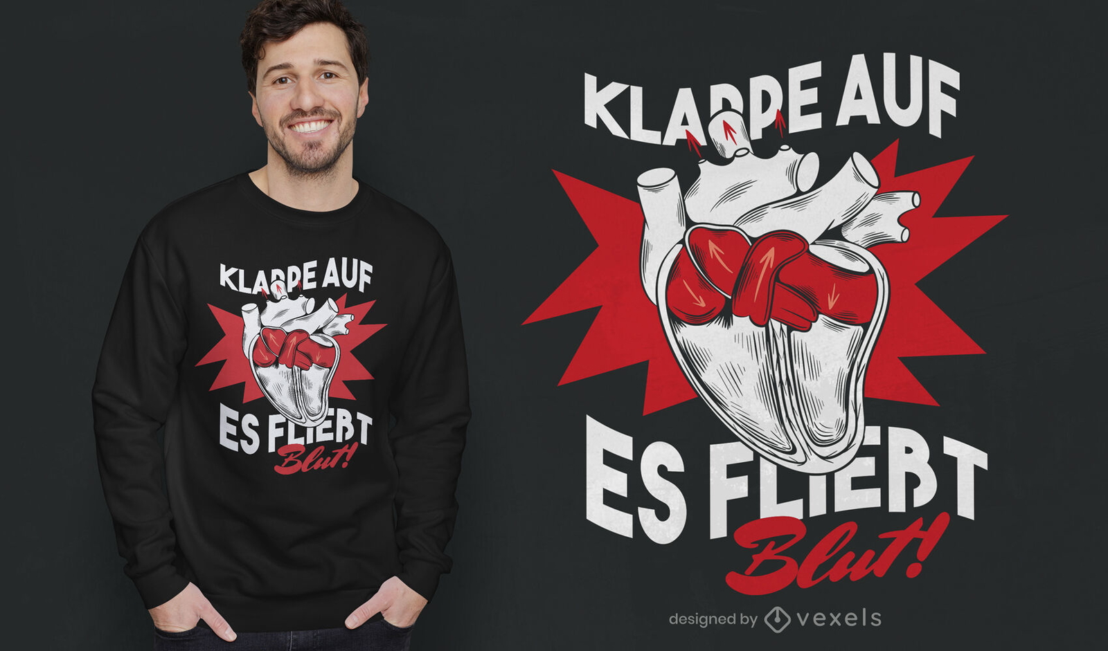 Blut fließt Herz T-Shirt Design