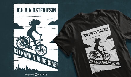 Diseño de camiseta de mujer en bicicleta