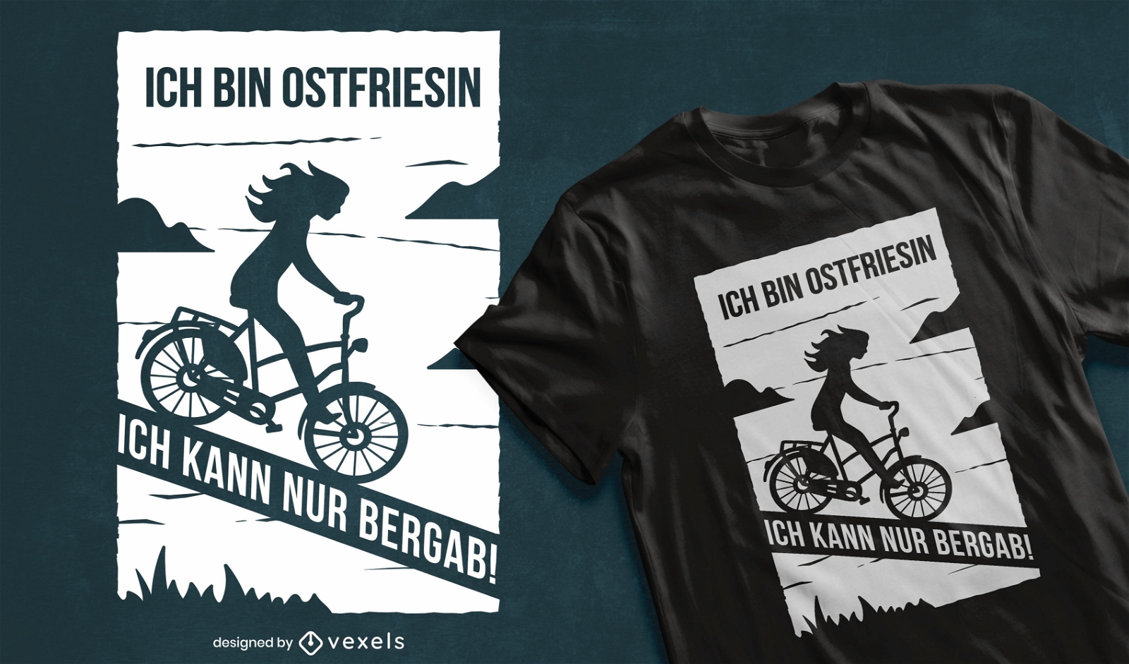 Frau auf Fahrrad-T-Shirt-Design