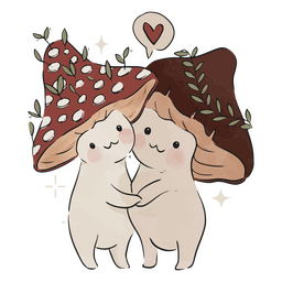 Cute mushroom couple characters PNG Design Transparent PNG