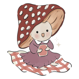 Picnic de personajes de setas Diseño PNG