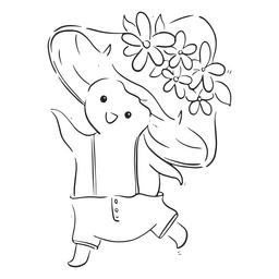 Personagem de cogumelo com flores na cabeça Desenho PNG