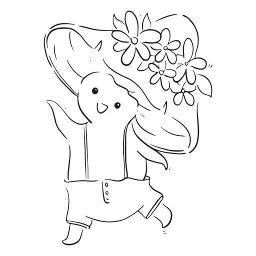 Personagem de cogumelo com flores na cabeça Desenho PNG