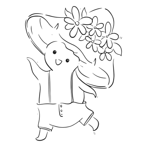 Personaje de hongos con flores en la cabeza. Diseño PNG