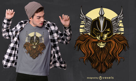 Design de camiseta de capacete de caveira viking