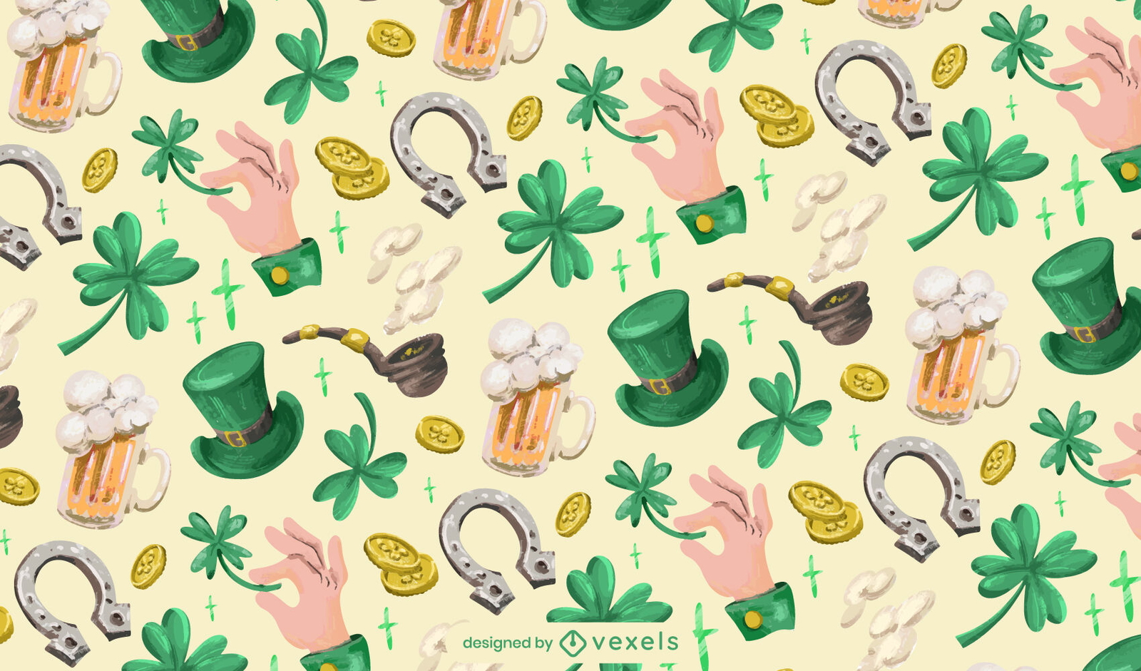 St Patrick's watercolor pattern design