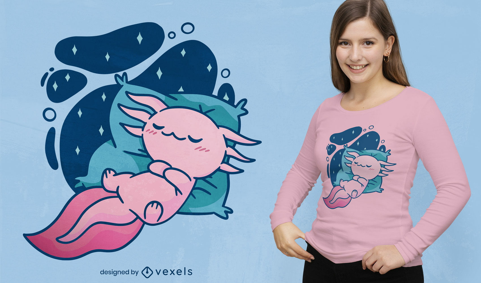 Design de camiseta de dormir de bebê axlotl