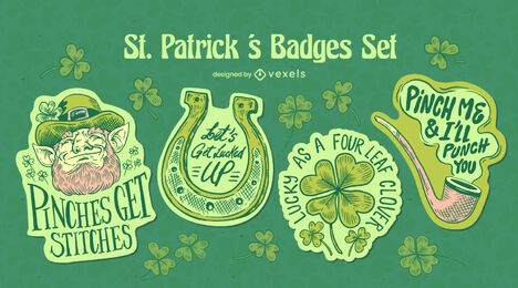 St Patrick's hand drawn badges set